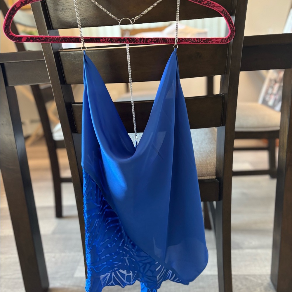Bebe Vibrant Blue Sheer Top